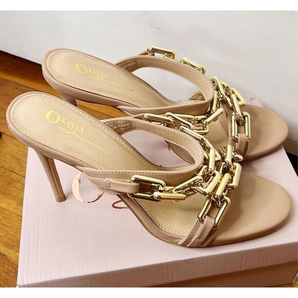 Olivia Ferragamo Chain React To Me Mules Camel NIB Size 10 Chain React To Me Mul - Picture 5 of 10